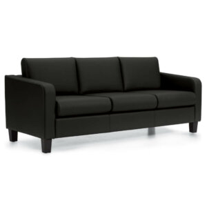 Suburb Lounge three seater sofa Overall Dimensions: 74.25"W x 32.75"D x 31.5"H Canadian made sofa series Thick, plush cushions are reversible and removable Standard with tapered Black wood legs Arms taper forward and feature a radius end Compliant with the emissions guidelines set by the GREENGUARD Environmental Institute