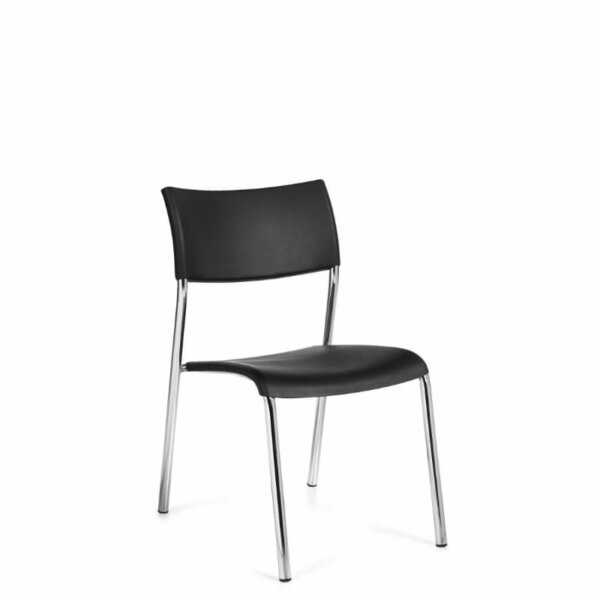 Multi-purpose stacking chairs Strong welded steel frame in chrome finish Durable and easy to clean polypropylene back and seat Stackable up to 5 high on floor Shipped fully assembled