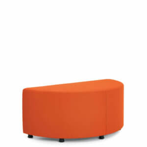 Half-Round 40" Soft Seating Ottoman Dimensions: 40"W x 21"D x 17.5"H Seat Height: 17.5"h Weight: 33 lbs / 15 kg Modular non-handed components can be fully reconfigured and are ideal for open spaces Geometric shapes allow you to create unique and infinite layout possibilities Standard with 1.5" tall nylon glides Optional dual wheel carpet casters available (C107 or C107R)