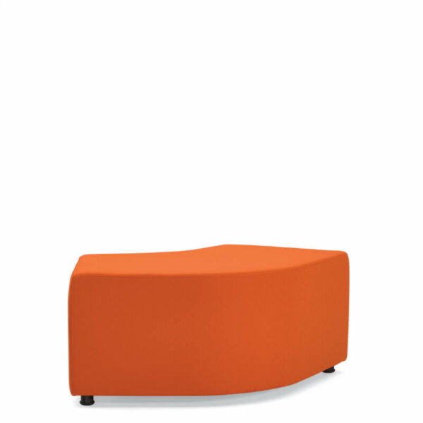 Curve-120 Degree Soft Seating Ottoman Dimensions: 43.5"W x 27.5"D x 17.5"H Seat Height: 17.5"h Weight: 37 lbs / 16.8 kg Modular non-handed components can be fully reconfigured and are ideal for open spaces Geometric shapes allow you to create unique and infinite layout possibilities Standard with 1.5" tall nylon glides Optional dual wheel carpet casters available (C107 or C107R)