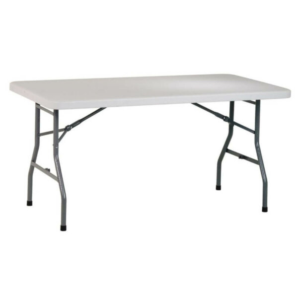 Office Star Products 5' Resin Multi-Purpose Table Dimensions: 60"w x 30"d x 29.25"h Weight Capacity: 350 lbs Durable Construction Light Weight Sleek Design Powder Coated Tubular Frame Ideal for Indoor or Outdoor Use GreenGuard Certified
