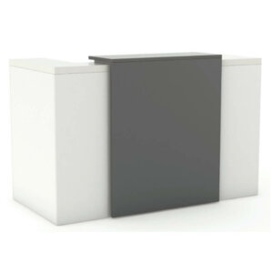 Anvil Reception Front, white melamine shell with grey melamine center accent panel