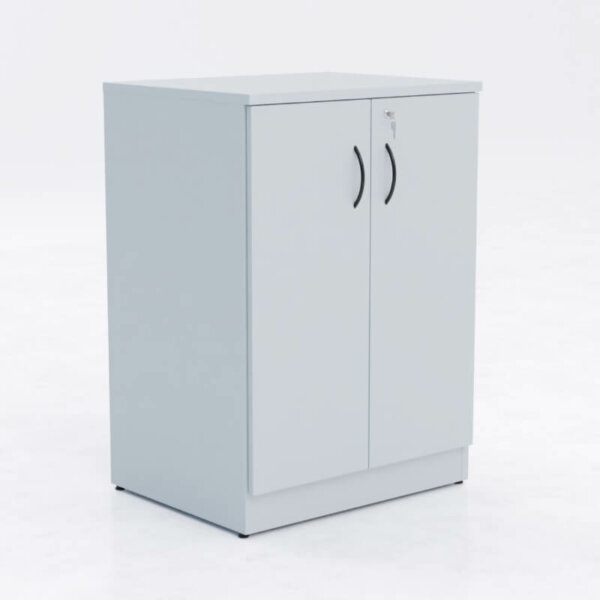 IOF Storage Cabinet 42"h 1” thick laminate available on all units in multiple finishes One shelf Locking storage Solid matching back Adjustable holes are drilled every 2.5” Leveling glides