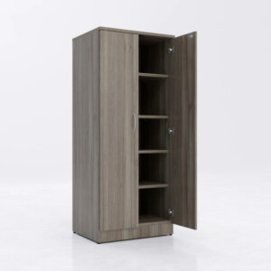 IOF Storage Cabinet with Shelves 1.5” thick laminate available on all units in multiple finishes  Adjustable holes are drilled every 2.5”