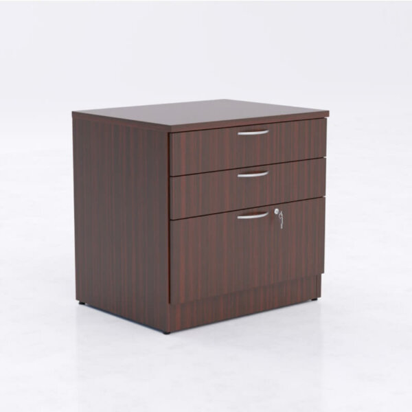 IOF Wide Box/Box Lateral File Cabinet 1” thick laminate available on all units in multiple finishes Locking storage Solid matching back  Leveling glides