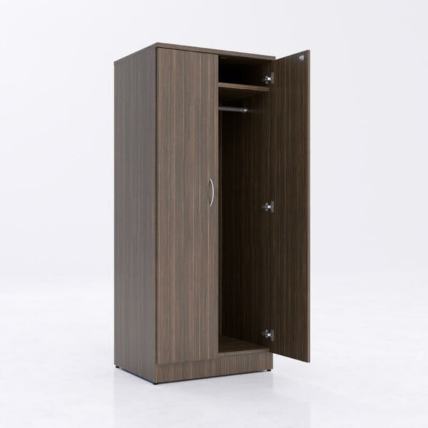 IOF Double Wardrobe Cabinet 1" thick laminate available on all units in multiple finishes Wardrobe bar Fixed upper shelf