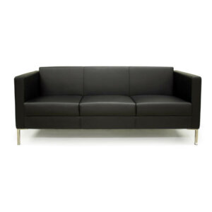 Icon black bonded leather 3 seater couch with chrome legs
