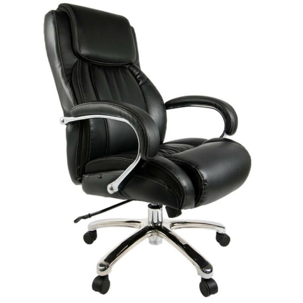 Icon Summit leather high back Big and tall chair with fixed arms and chrome accents