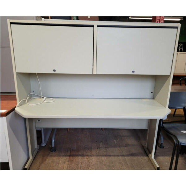 Utility Desk with Hutch 60"w x 24"d x 61"h Off-white laminate
