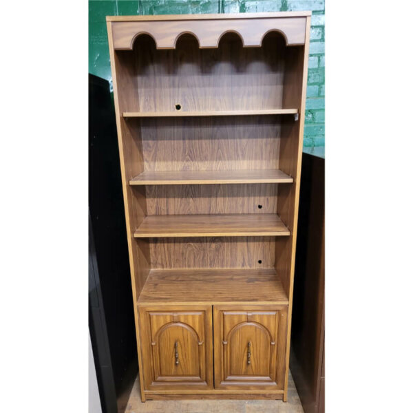 Bookcase with Cabinet Doors, 30.5"w x 16"d x 72"h, 3 adjustable shelves and 2 fixed shelves