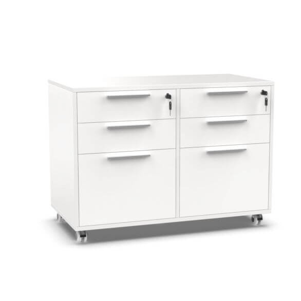Workspace48 Mobile Pedestal with Drawers Overall: 25″h x 35″w x 18″d Studio White with Arctic White