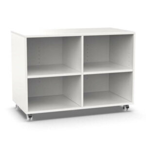 Workspace48 Mobile Double Bookcase Overall: 25″h x 35″w x 18″d Studio White with Arctic White with 5 castors