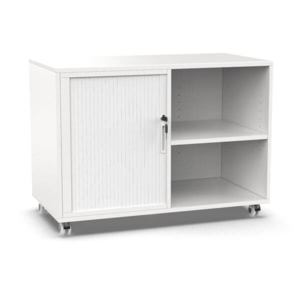 Workspace48 Mobile Bookcase with bookcase Overall: 25″h x 35″w x 18″d Studio White with Arctic White