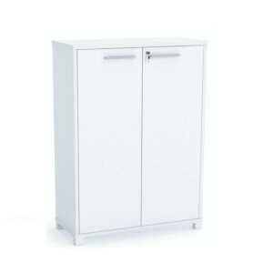 Workspace48 storage cabinet Overall: 49.2”H x 35.4”W x 15.7”D Studio White with Arctic White steel feet three shelves