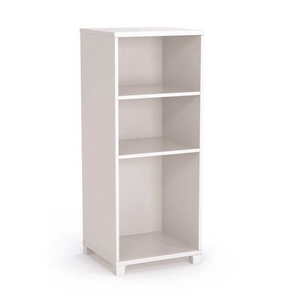 Workspace48 Axis Tower Bookcase Overall: 49”h x 20”w x 18”d Studio White with Arctic White steel feet Height-adjustable shelves