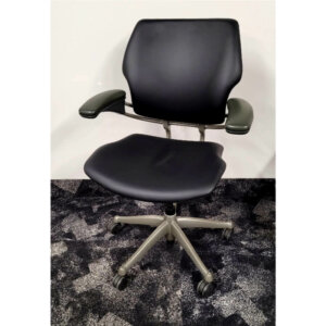 Humanscale freedom task chair, black vinyl upholstery, platinum frame
