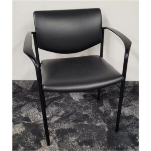 Steelcase Player arm chair with new black vinyl upholstery