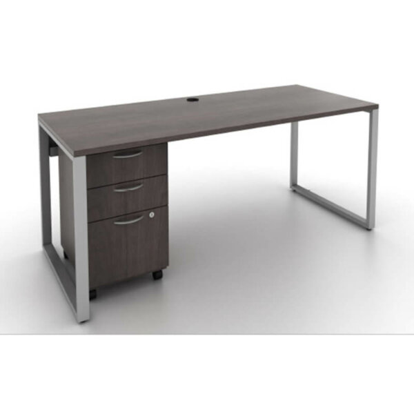 Intelligent Office Furniture O-Leg Desk Typical B2016-29 Desk: 72"w x 20"d x 29"h  Pictured in Graphite Wood / Nickel Straight Pulls Modern open leg desk mobile Box, box, file pedestal