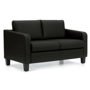 Suburb Lounge two seater sofa Overall Dimensions: 52.25"W x 32.75"D x 31.5"H Canadian made sofa series Thick, plush cushions are reversible and removable Standard with tapered Black wood legs Arms taper forward and feature a radius end Compliant with the emissions guidelines set by the GREENGUARD Environmental Institute