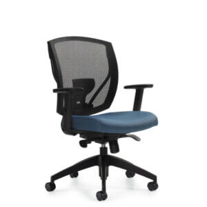 Ibex Upholstered Seat & Mesh Back Synchro-Tilter 26"W x 26.5"D x 39.5"H Seat Height: 16.5" - 20.5" Synchro-tilt mechanism Classic mesh back design with fully upholstered seat Multi-position tilt lock & tilt tension adjustment Spider base Lumbar support with height adjustment Height-adjustable arms with durable self-skinned urethane armcaps Dual wheel carpet casters Pneumatic seat height adjustment