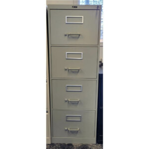 Global Four Drawer Legal Vertical Cabinet Grey 18"w x 28"d x 52"h legal size filing Locking drawers Leveling glides