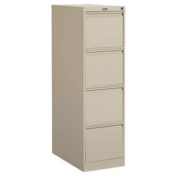 4 Drawer Letter Width Vertical File Dimensions: 15.15"W x 25"D x 52"H Available in Black (BLK), Designer White (DWT), Grey (GRY) and Nevada (NEV) finishes 4 drawer - letter width vertical file Depth 25" Ball-bearing suspension for easy opening/closing Drawer fronts feature recessed angled full pull Full height sidewalls eliminate the need for hanging file frames Comes standard with lock Meets or exceeds ANSI/BIFMA standards
