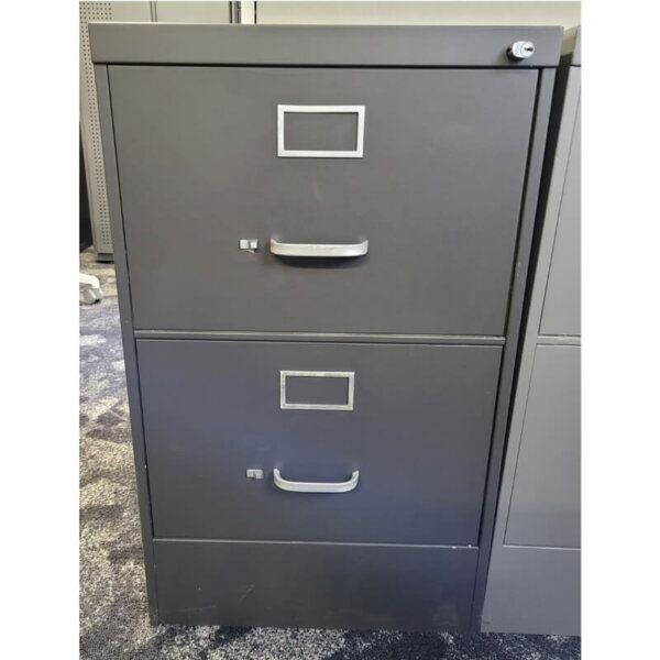 Steelcase Two Drawer Legal Vertical Cabinet Charcoal 18"w x 31"d x 29.5"h legal size filing Locking drawers Leveling glides
