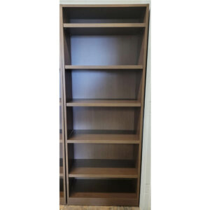 Steelcase Bookcase 30" Dimensions: 30"w x 15"d x 77.5"h  Finish: Walnut 1" thick laminate shelves Four adjustable, one fixed shelf Matching back