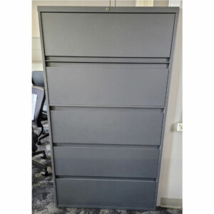 Steelcase 36" Five Drawer Lateral Textured Grey  36"w x 18"d x 65"h five drawer lateral - Letter or legal size filing Locking drawers Leveling glides