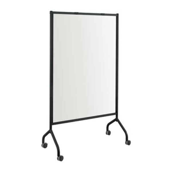 Safco Impromptu® Full Whiteboard Screen, 42 x 72 Whiteboard thickness: 6mm, black frame Mobile whiteboard Easily write and take notes with dry-erase markers Comes with accessory hooks for easel pads Full magnetic double-sided whiteboard panel Whiteboard option includes magnetic accessory tray for dry erase markers and eraser Steel frame Mobile whiteboard on four wheels (two locking) GREENGUARD Certified