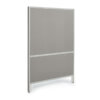 Ionic Panel - Fabric Top and Bottom 1.3"D x 66"H Self-leveling connectors accommodate any angle including 90°, 120°, T and X connections  Off module connectors are also available for mid-span connections  Sleek simple aesthetic - only 1.3" thick overall Painted Aluminum frame with fabric upholstered inserts Three standard panel sizes with separate hardware kits to accommodate various workplace needs Foot kits are available to create freestanding units -  Mobile divider foot kits available