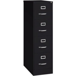 Letter-Size Vertical File - 4 Drawer 15"w x 26.5"d x 52"h 4 x Drawer(s) for File - Letter - Vertical - Security Lock Ball-bearing Suspension Heavy Duty Black - Steel - Recycled