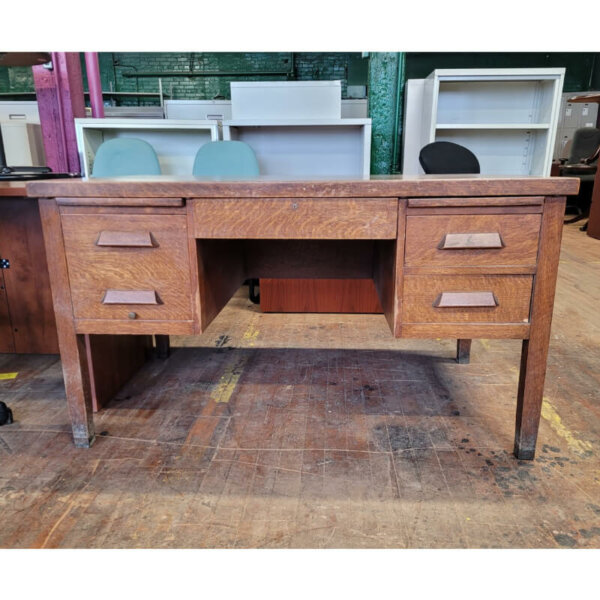 Teachers Desk Dimensions: 54"w x 34"d x 25" to under pencil drawer. Surface sits at 29"h lots of storage two pull-out writing trays center pencil drawer