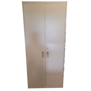 Steelcase Storage Cabinet Overall Dimensions: 36" w x 24" d x 80.5" h Locking doors 5 adjustable shelves  Adjustable floor glides repainted beige
