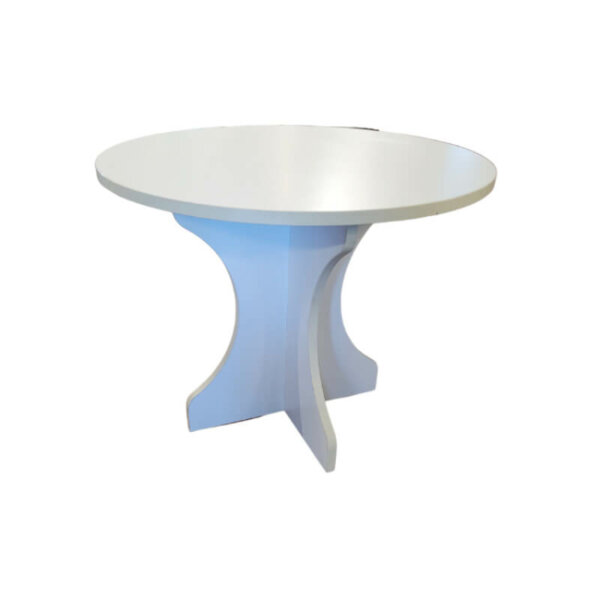 Laminate 36" Round Table 32"w x 32"d x 29"h  White laminate 29" table height 1" tabletop thickness Leveling glides