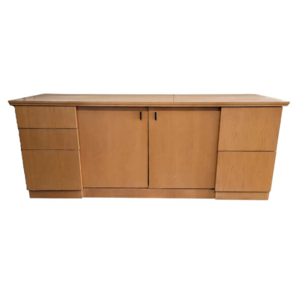 Steelcase Storage Credenza Dimensions: 72"w x 24"d x 28.5"h One box, box, file, and one file, file on either end Storage cabinet with one fixed shelf
