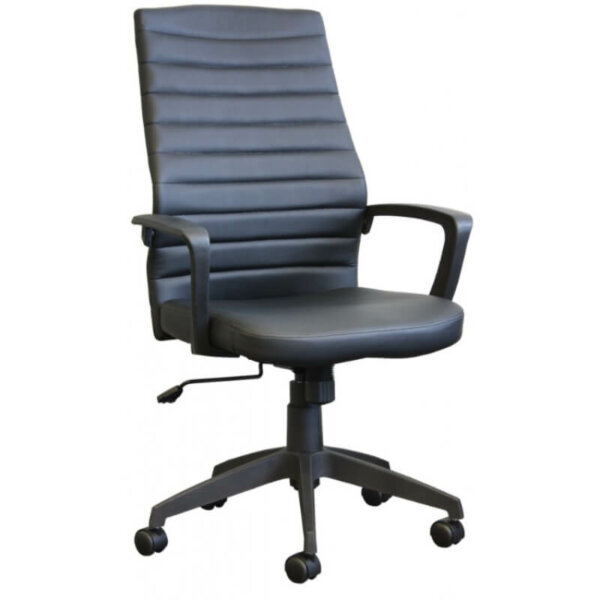 Horizon Activ A128 Manager Chair High Back Leather-Like Tilter Pneumatic seat height adjustment Black, soft-touch leather-like fabric with detailed stitch pattern Tilt-tension adjustment. Simple tilt seat and back movement in a 1:1 ratio with vertical tilt-lock control High density foam seat cushion Fixed loop-style armrests. 2 year warranty