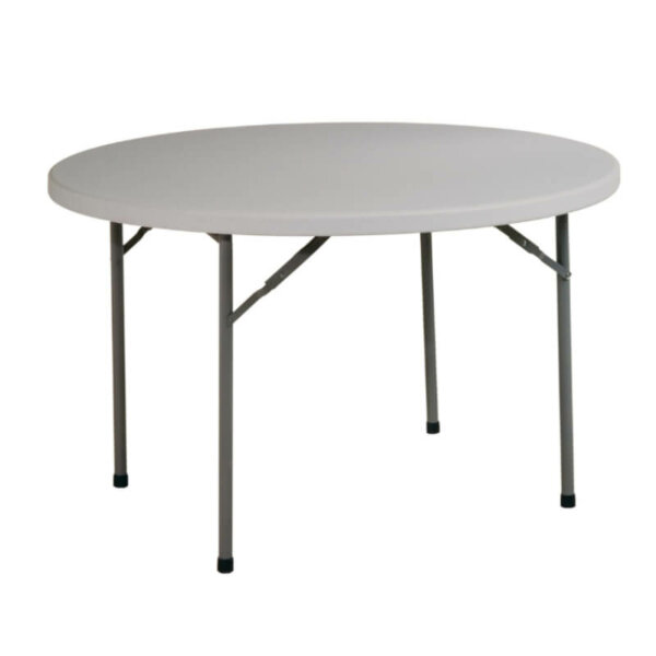 Office Star Products 48" Round Resin Folding Table Dimensions: 48"w x 48"d x 29"h Weight Capacity: 350 lbs Durable Construction Light Weight Sleek Design Powder Coated Tubular Frame Ideal for Indoor or Outdoor Use GreenGuard Certified