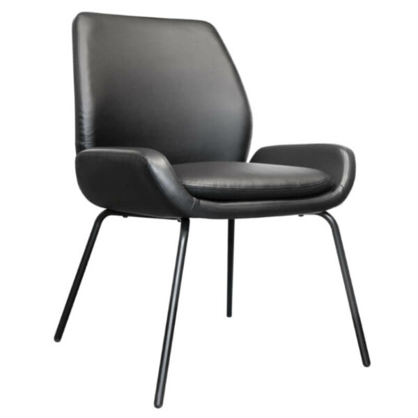 Horizon Activ A302 Guest Chair Seat height: 18" Seat width: 18" Seat depth: 18" Back height: 17.25" Seat offers a fresh angular look Black bonded leather seat and back Black coated legs & black glides Comfortable and durable foam padding