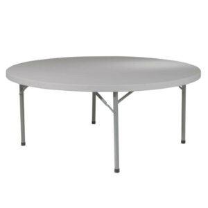 Office Star Products 71" Round Resin Folding Table Dimensions: 71"w x 71"d x 29"h Weight Capacity: 350 lbs Durable Construction Light Weight Sleek Design Powder Coated Tubular Frame Ideal for Indoor or Outdoor Use GreenGuard Certified