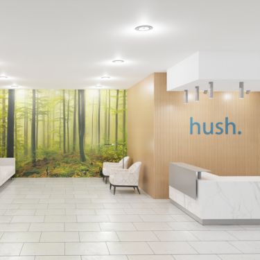 Acoustic wall mural 14 standard colour options + full colour image printing 10 standard natural mural designs - or create your own Made with 50% +/- recycled polyester fiber - contributing to LEED MR credit for recycled content
