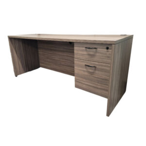Napa Rectangular Desk 72"w x 24"d Laminate Finish: Urban Walnut One locking box, file pedestal Full modesty panel generous leg room
