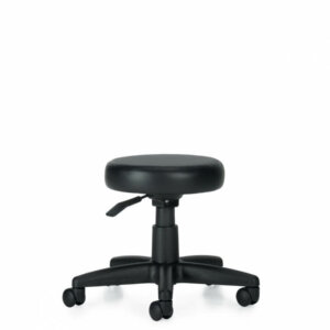 MVL File Buddy Swivel Stool 5” Lift Dimensions: 13.5"w x 13.5"d x 18.5"h Seat Height: 16.5" - 21.5" Weight: 11 lbs / 5 kg 5" pneumatic seat height adjustment 13.5" diameter seat 20" diameter five-legged injection molded base Dual-wheel, carpet casters are standard Upholstered in Black vinyl