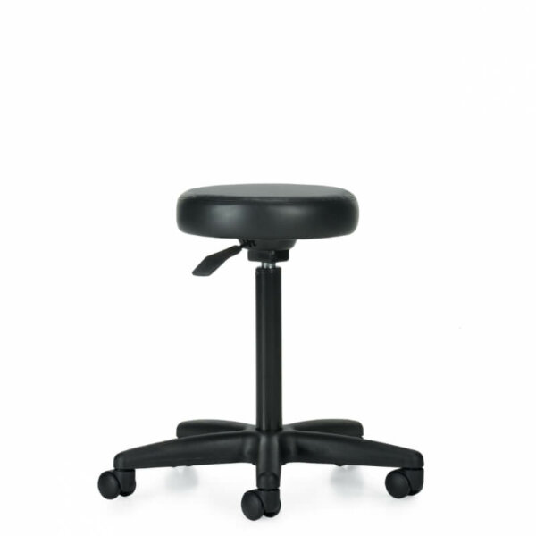 MVL File Buddy Swivel Stool 10” Lift Dimensions: 13.5"w x 13.5"d x 27.5"h Seat Height: 22.5" - 32.5" Weight: 14 lbs / 6.4 kg Upholstery Options: Vinyl: Black (70) only 10" pneumatic seat height adjustment 13.5" diameter seat 22" dia five-legged injection molded base Dual-wheel, carpet casters are standard Upholstered in Black vinyl