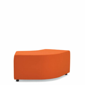 Curve-120 Degree Soft Seating Ottoman Dimensions: 43.5"W x 27.5"D x 17.5"H Seat Height: 17.5"h Weight: 37 lbs / 16.8 kg Modular non-handed components can be fully reconfigured and are ideal for open spaces Geometric shapes allow you to create unique and infinite layout possibilities Standard with 1.5" tall nylon glides Optional dual wheel carpet casters available (C107 or C107R)