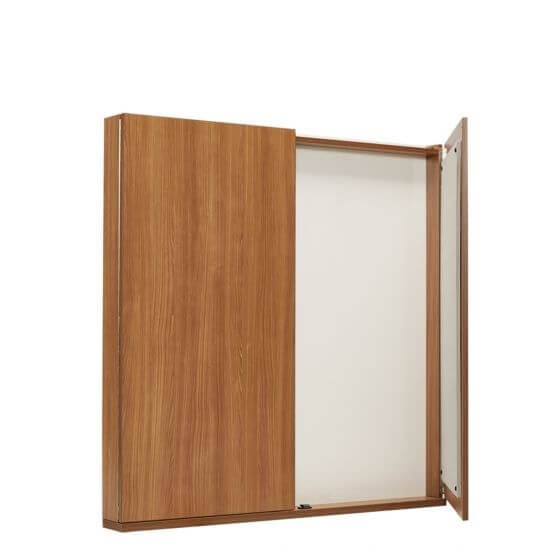 Ionic Presentation Board Dimensions: 48"W x 5"D x 48"H Weight: 110 lbs / 49.9 kg Double door visual presentation cabinet Erasable and easy to clean whiteboard and two tackboards on inside doors in Medium Taupe (LL11) fabric Case finish available in Ionic standard laminate finishes Mounting method to be determined on site by installer as building conditions vary Shipped assembled