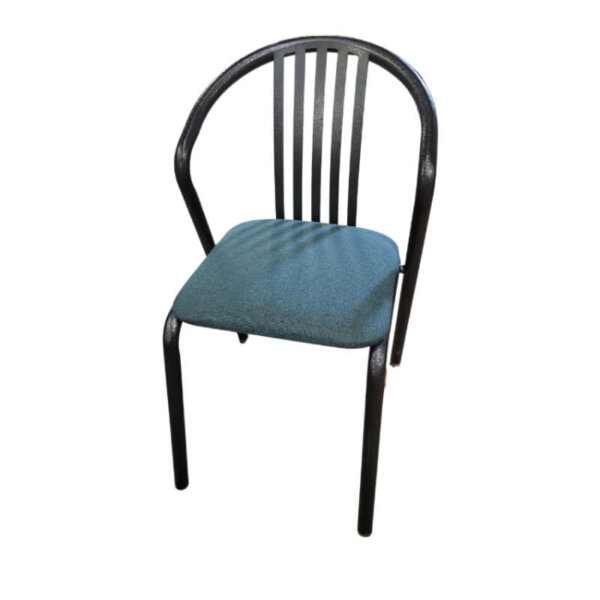 Metal Stacking Guest Chair Metal 4-leg armless guest chairs. Upholstered green padded seat Overall 20" w x 18.5" d x 32.5" h Seat Dimensions: 16"w x 16"d Seat Height: 18.5" h strong metal tube frame durable metal feet