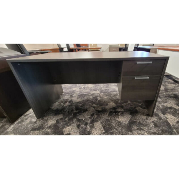 Natalex 30" x 60" Desk; Grenada Overall: 30" d x 60"w x 29"h One box/file pedestal 1" thick laminate Recessed modesty panel Fully locking Made in Cambridge
