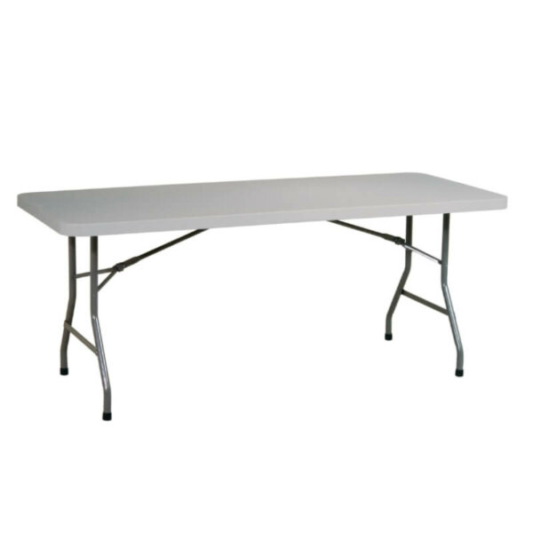 Office Star Products 72" Resin Folding Table Dimensions: 72"w x 30d x 29.5"h Weight Capacity: 350 lbs Durable Construction Light Weight Sleek Design Powder Coated Tubular Frame Ideal for Indoor or Outdoor Use GreenGuard Certified