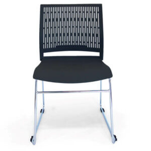 Incredibly versatile! Indoors and out this plastic stacking chair comes in handy when you have extra guests to seat. Available in Grey and Black. Built-in ganging clips. Breathable back Built-in ganging clips Reinforced plastic shell Limited 5 year warranty